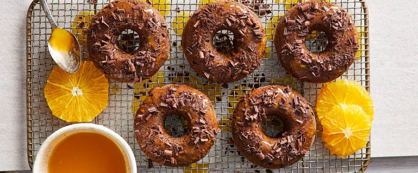 homemade chocolate doughnuts orange sauce