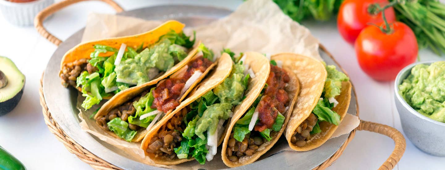 lentil tacos, plant-based