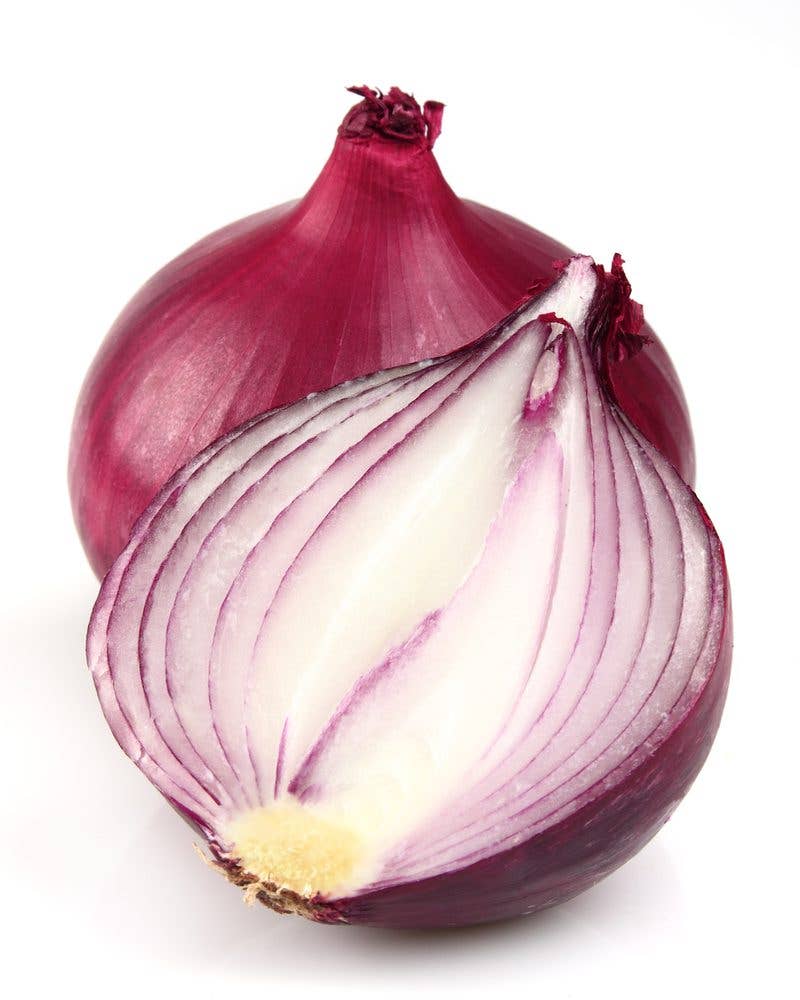 Red onion on a white background