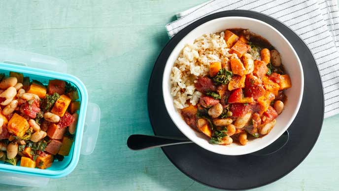 Microwave Sweet Potato and Kale Chili